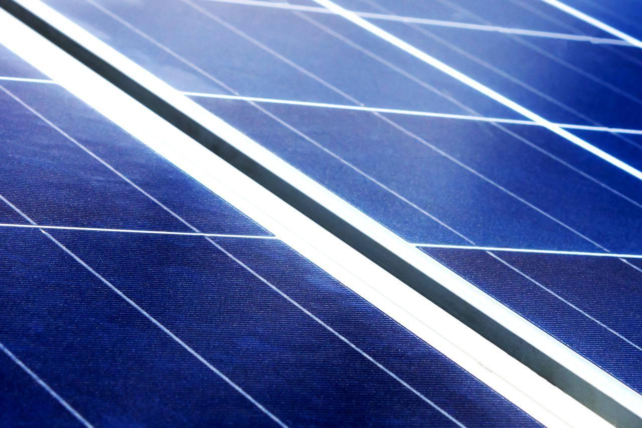 Close-up of blue solar panels